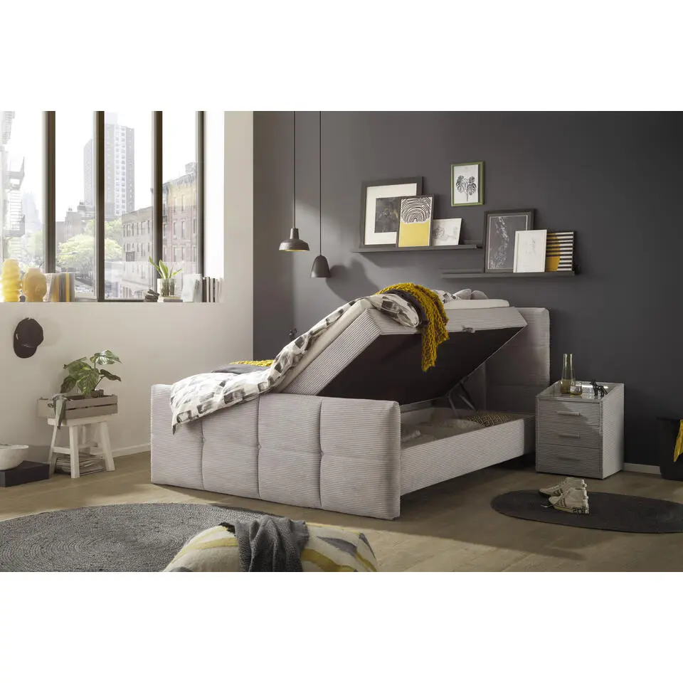 Kofferbed Tijuana - Inclusief matrastopper - 160 x 200 cm - Grijs