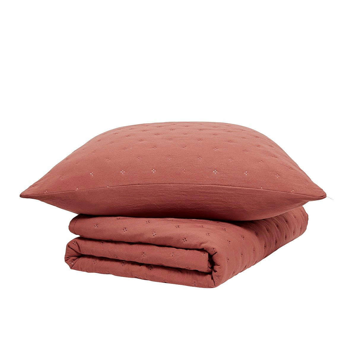 ESSENTIAL - Couvre lit boutis rouge brique 220x240