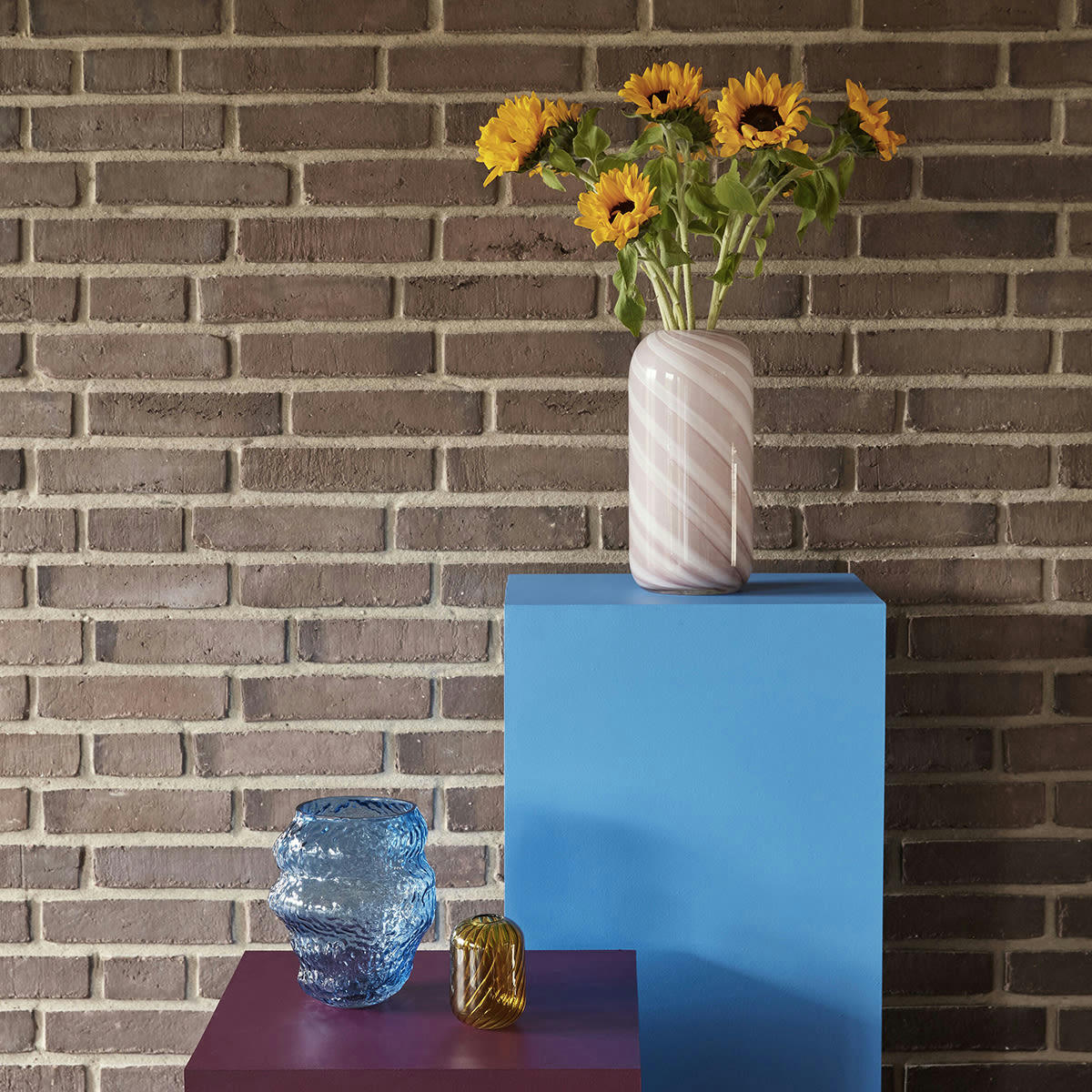 FLEUR - Vase en verre ambre (x3)