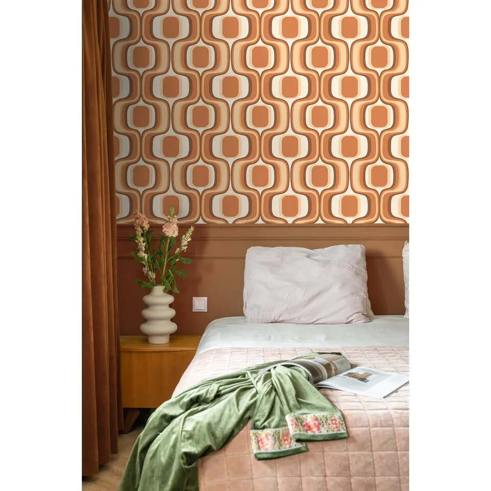 ESTAhome behang retro ornamenten oranje - 50 x 900 cm