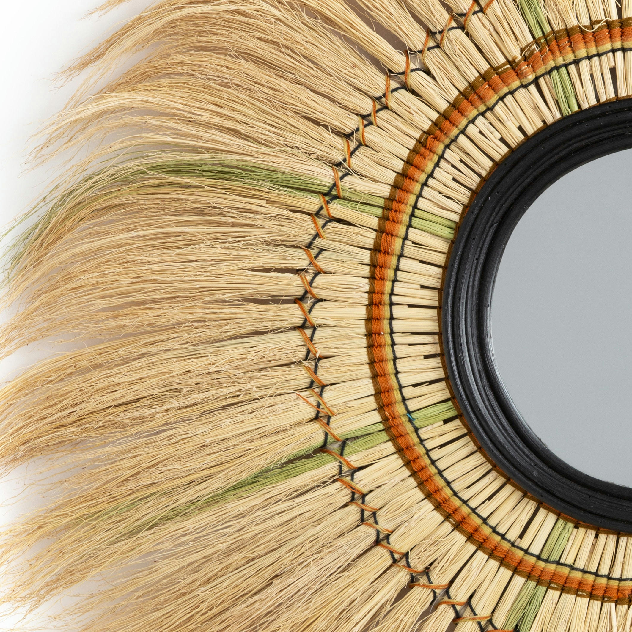 Miroir à frange en fibre végétale ø100 cm Mane