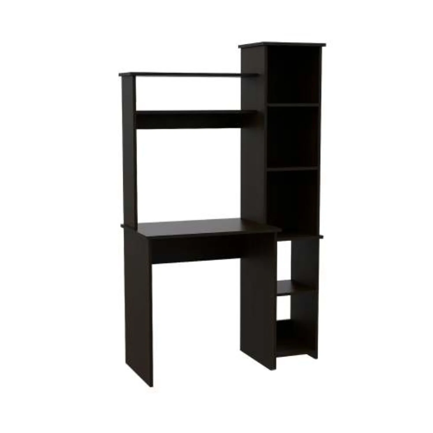 Compact Writing Desk with Six Tiered Shelves, Rectangular Computer Desk for Home Office
