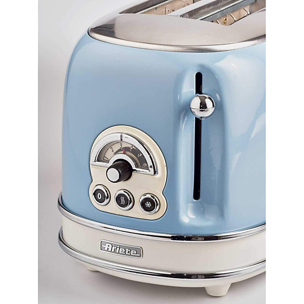 Grille-pain 2 fentes 815W Acier Bleu Vintage Retro Thermostat 6 positions ARIETE