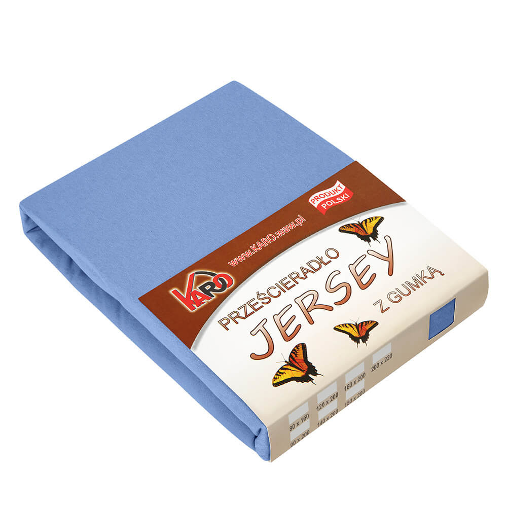 Prześcieradło jersey z gumką 60x120 niebieskie 038 KARO