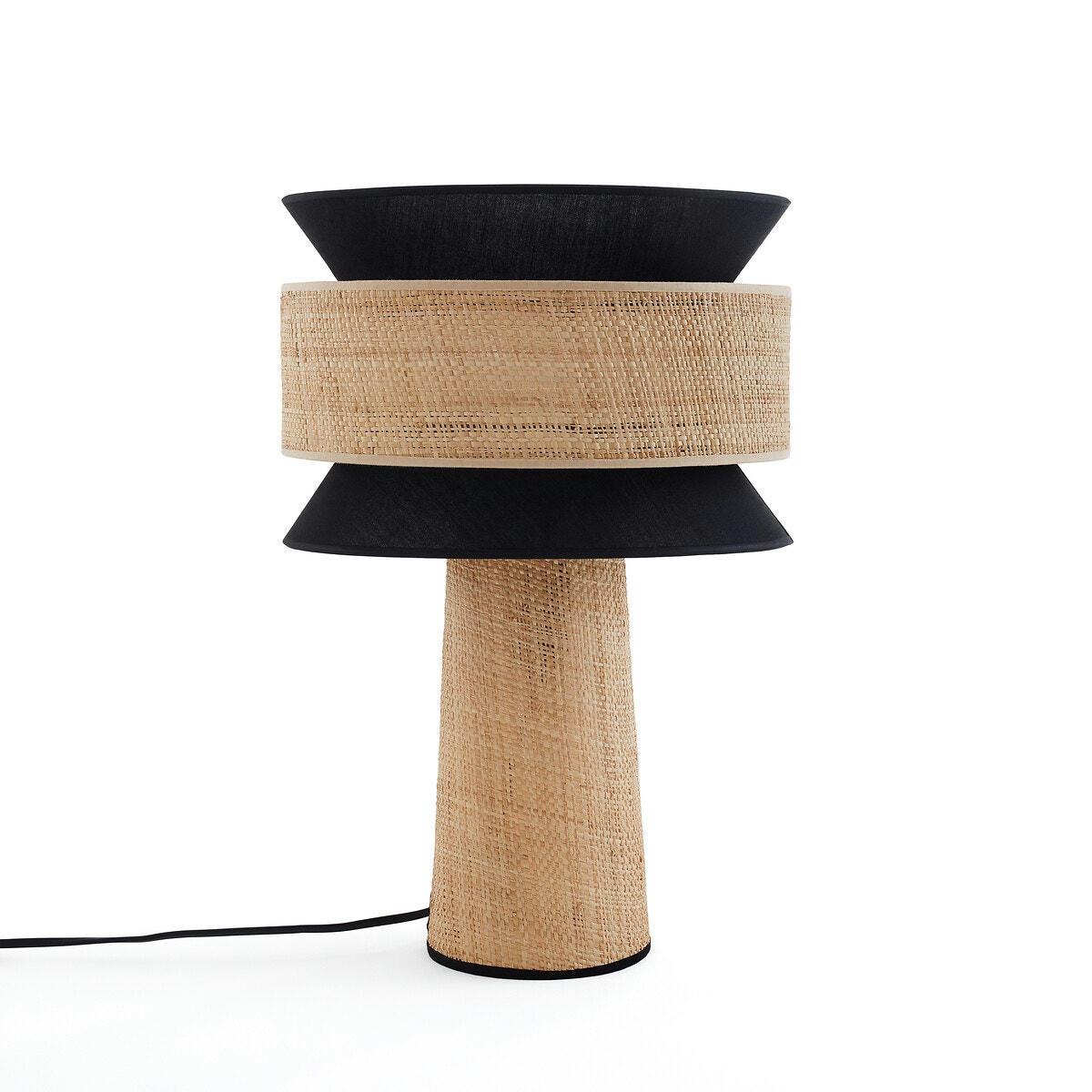 Lampe à poser en raphia et coton, Dolkie