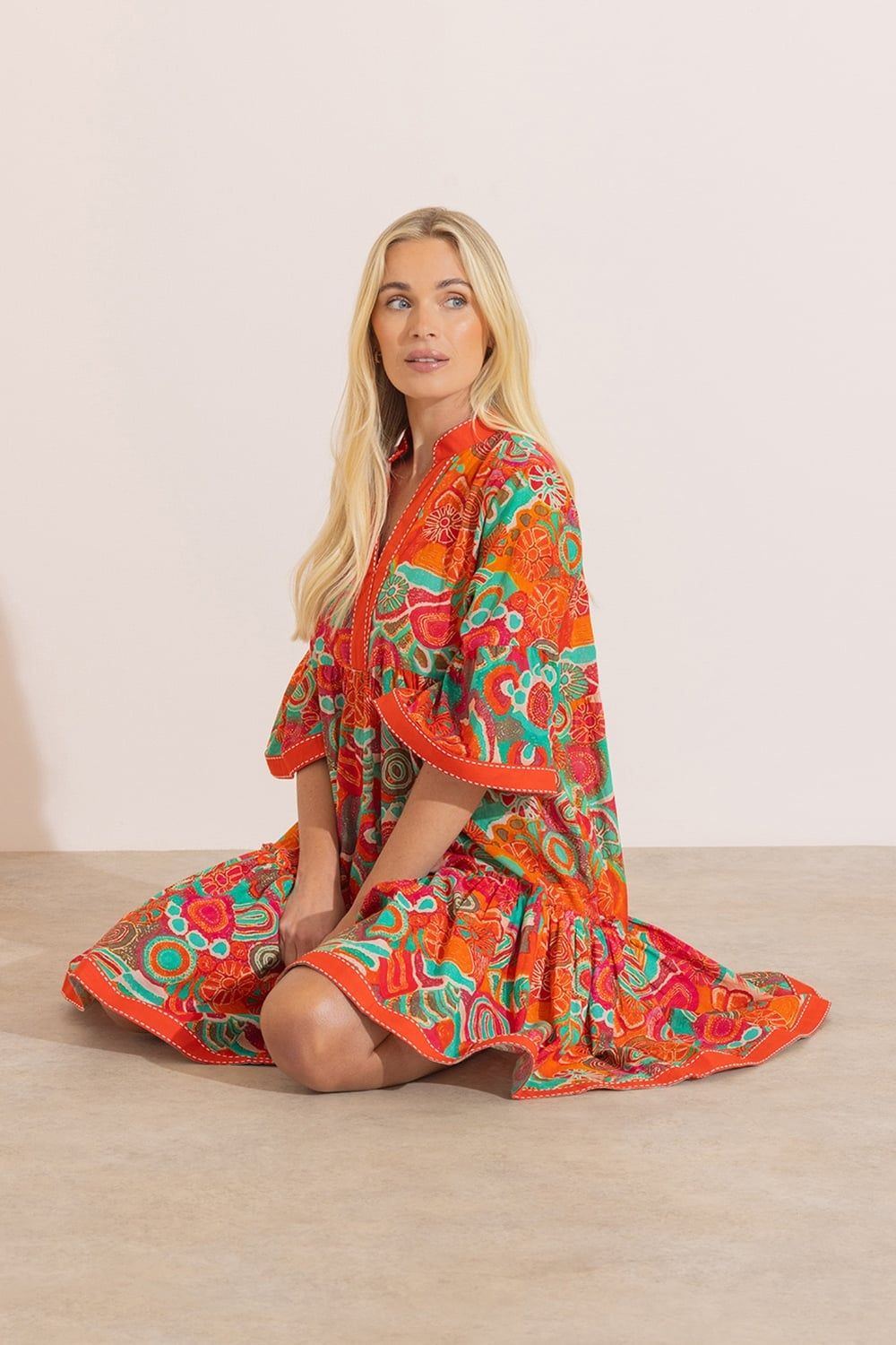 Klass. Printed Cotton Tunic Dress