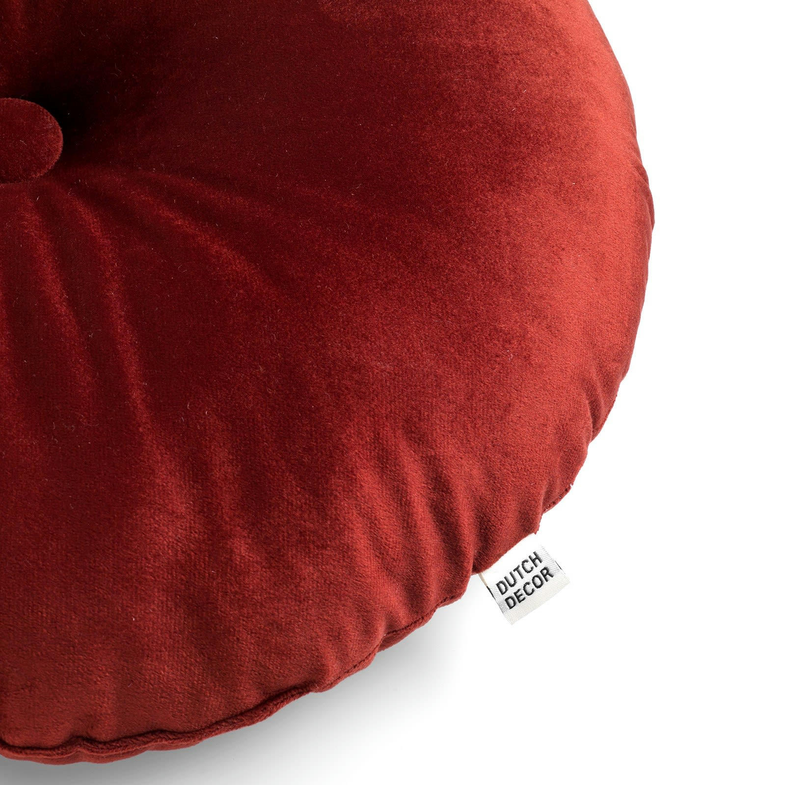 OLLY - Coussin rond rouge en velours 40 cm uni