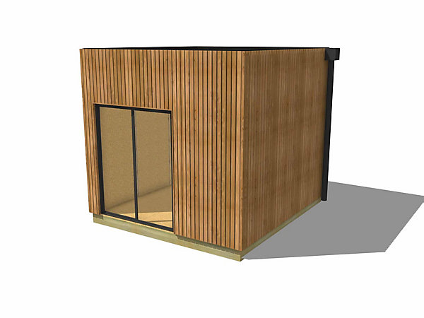 Bureau de jardin 4 saisons en bois 3,3 x 3,5 x 3,2 m / isolation RE2020 avec plancher isolé / menuiseries alu k-line