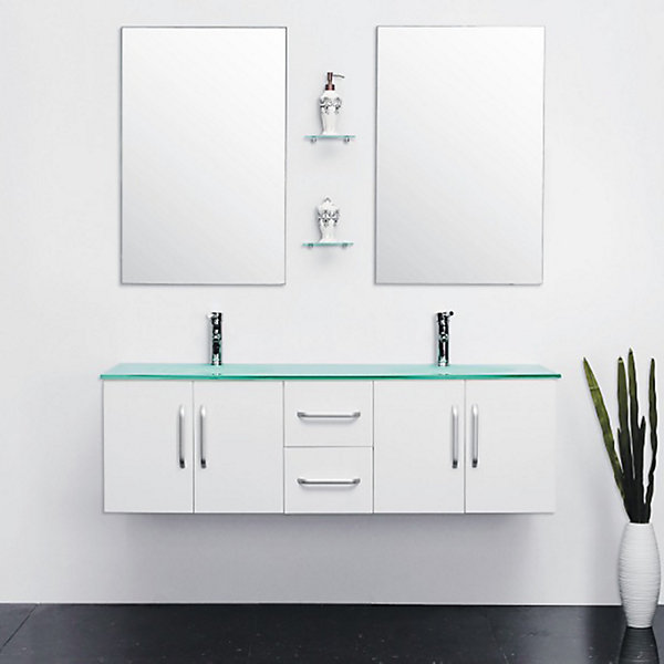 Meuble de Salle de Bain blanc 151 cm Lavabo inclusGracie