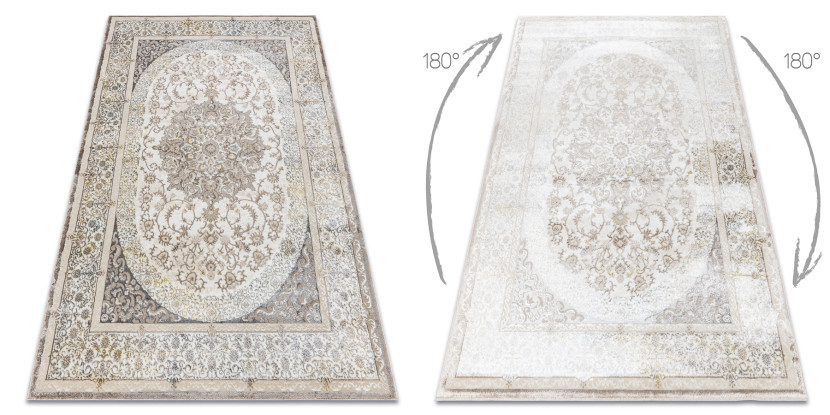 Dywan BLISS Z204AZ128 krem / beż - Ramka, ornament, 80x150 cm