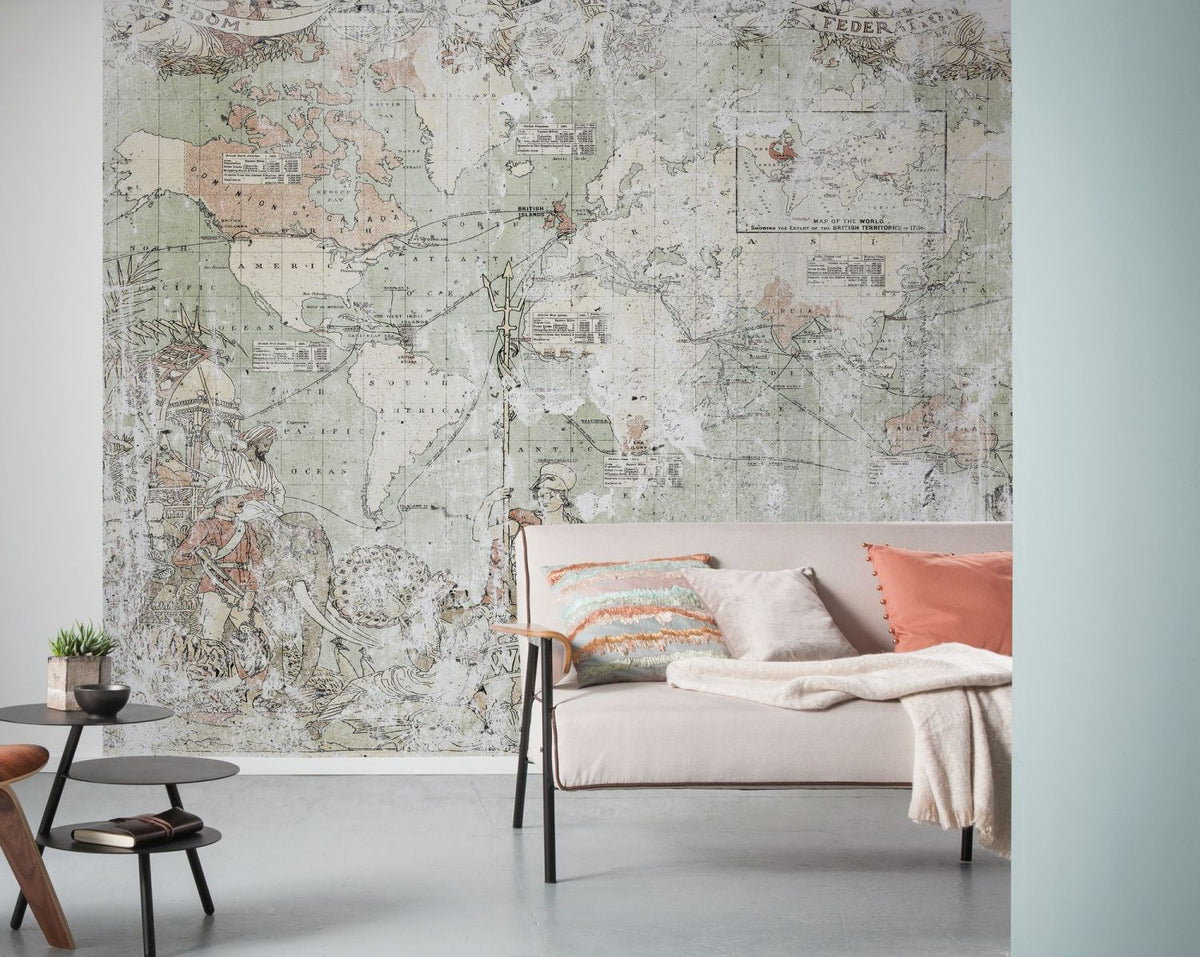 Sanders & Sanders fotobehang Britse Rijk groen en rood - 300 x 250 cm - 612357