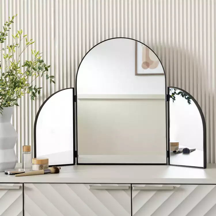 Habitat Black Folding Arch Dressing Table Mirror - 70x50cm