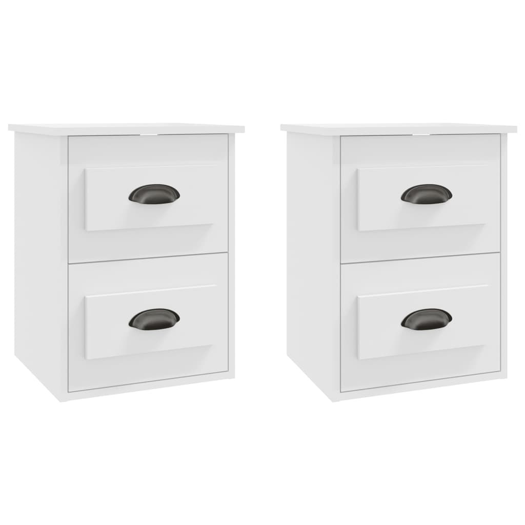 2x Szafka Nocna Stolik Biała z Szufladą Wisząca Do Sypialni 41,5x36x53 cm