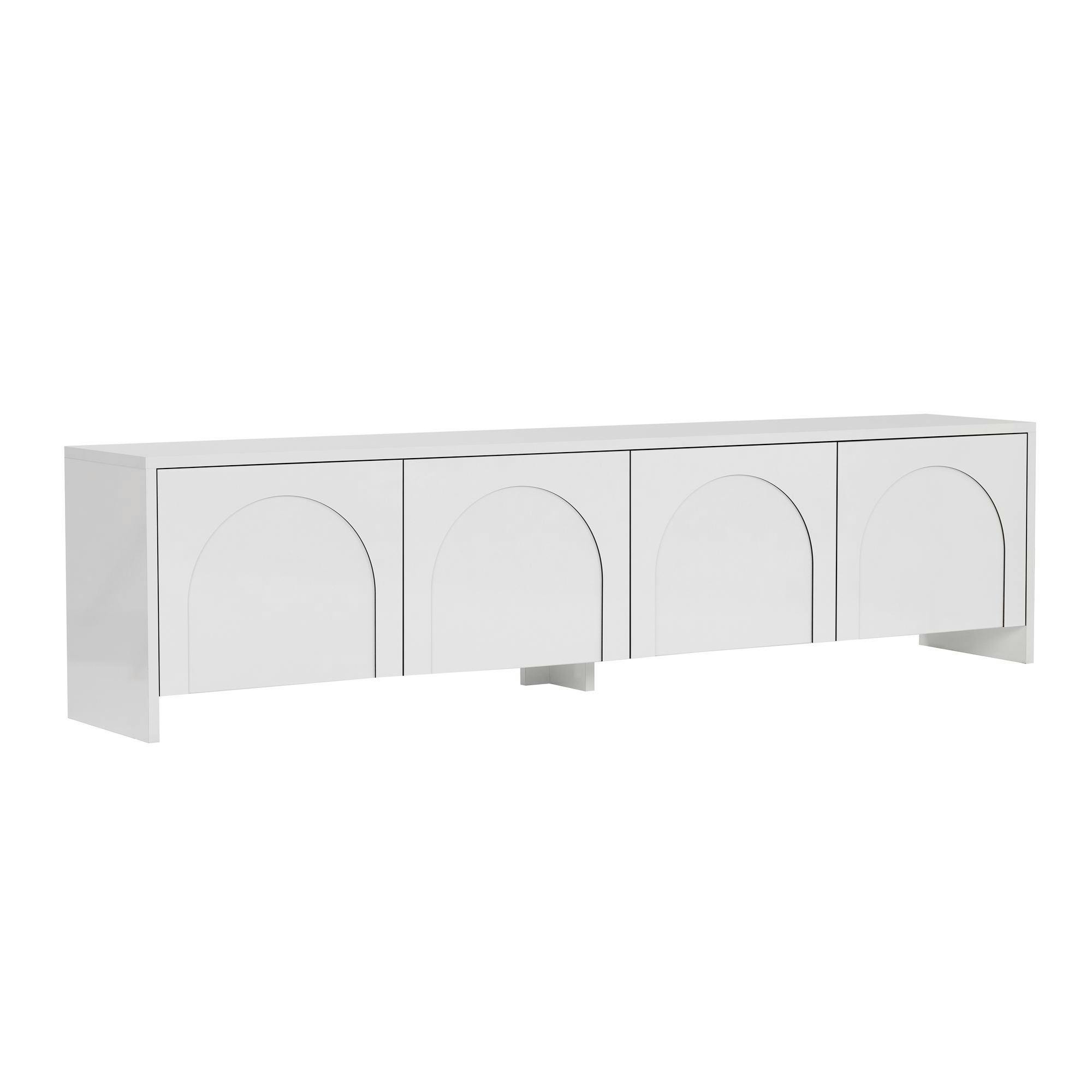 Meuble TV blanc 4 portes motif arches MARFA