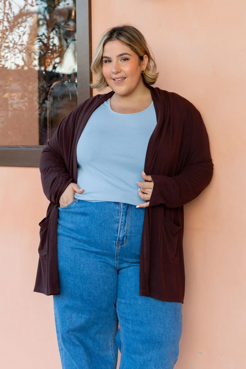 Jane Cardi Short Length in Chocolate