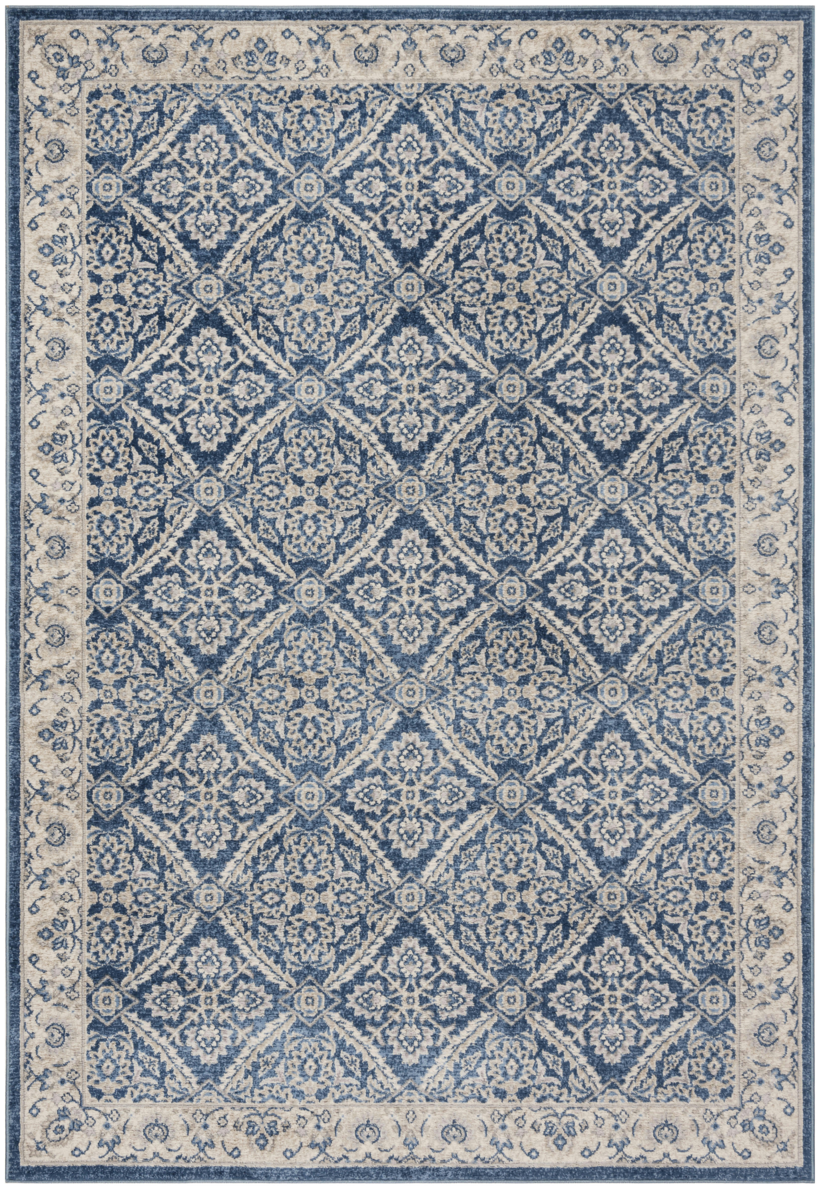 BRENTWOOD - Tapis de salon interieur en bleu marine & crème, 160 x 229 cm