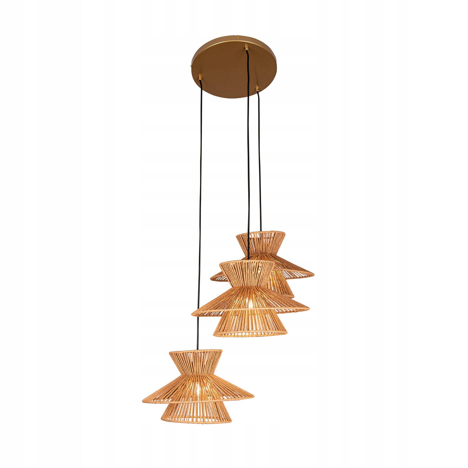 Lampa Sufitowa Wisząca Bambus BOHO Rattan Drewno Loft
