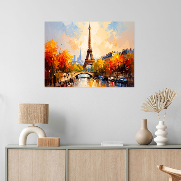 Plakat samoprzylepny do salonu Feeby Panorama Paryża Wieża Eiffla 30x20