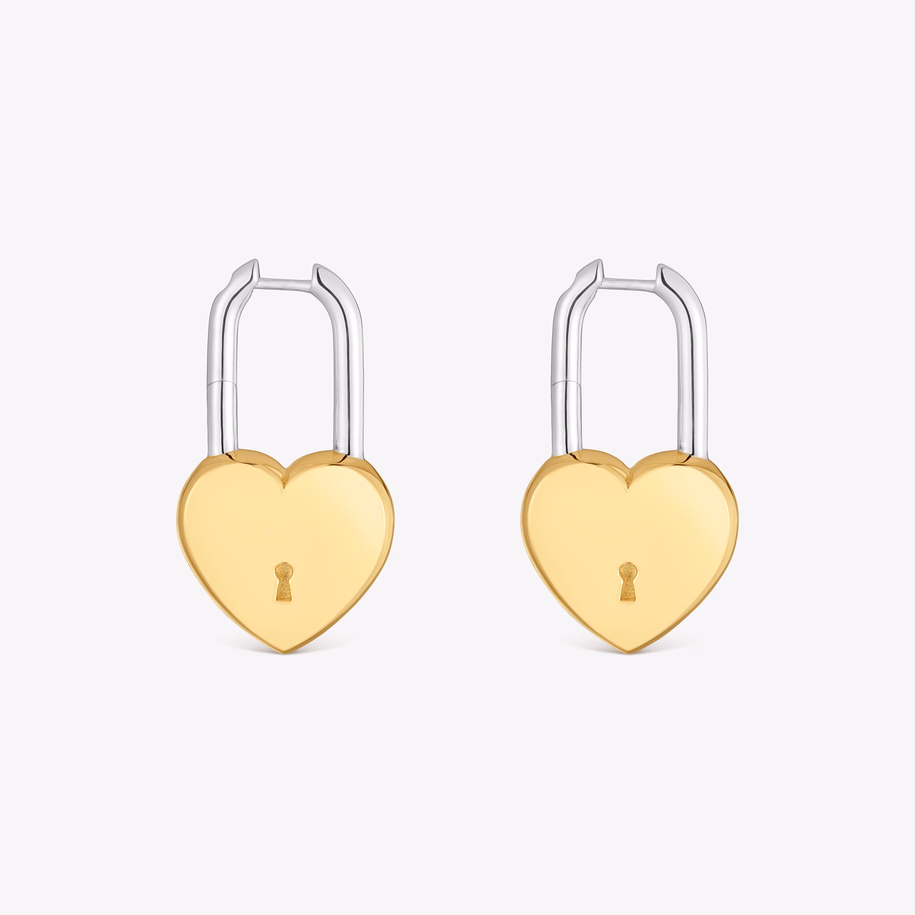 Pendientes de aro bicolor corazón candado 31 mm TOUS Unlock