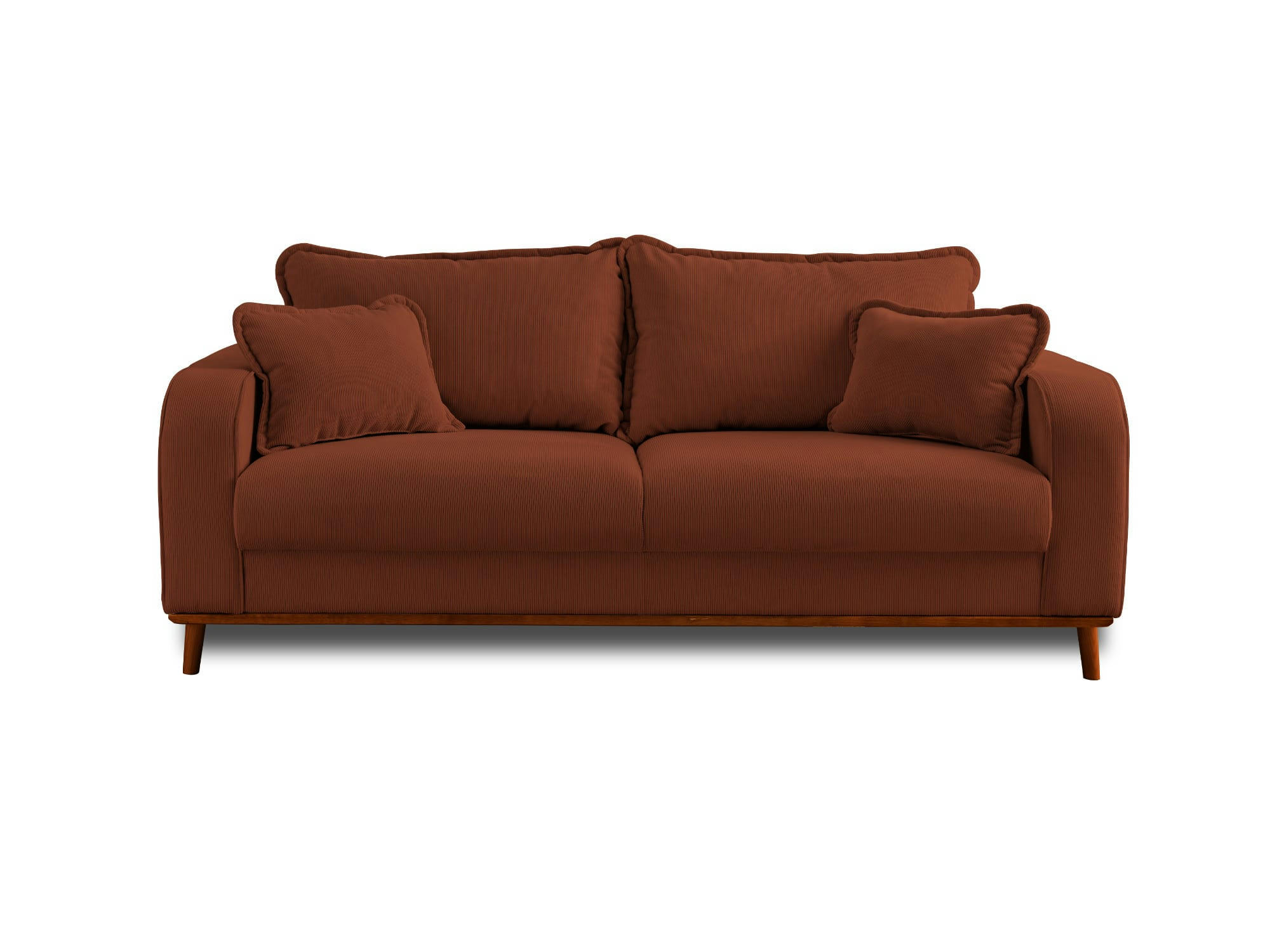 BILLIE - Canapé droit 3 places en velours côtelé rouille