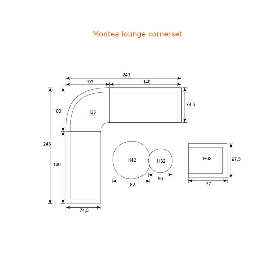 Montea lounge hoekset -5-dlg - carbon black - valley sand