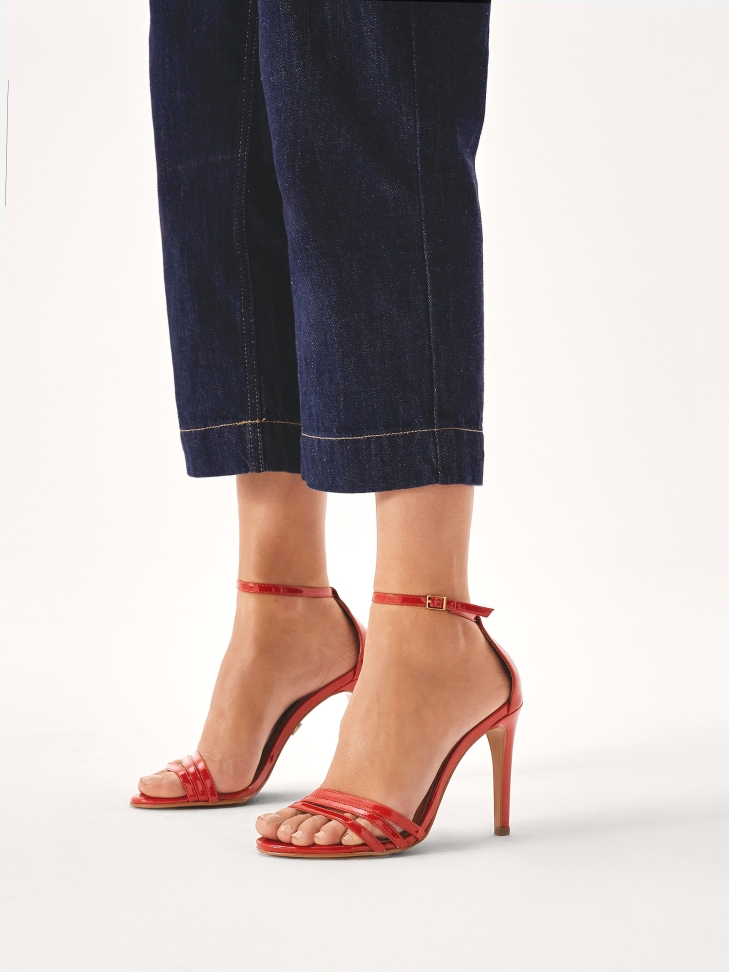 Patent leather red strappy sandals