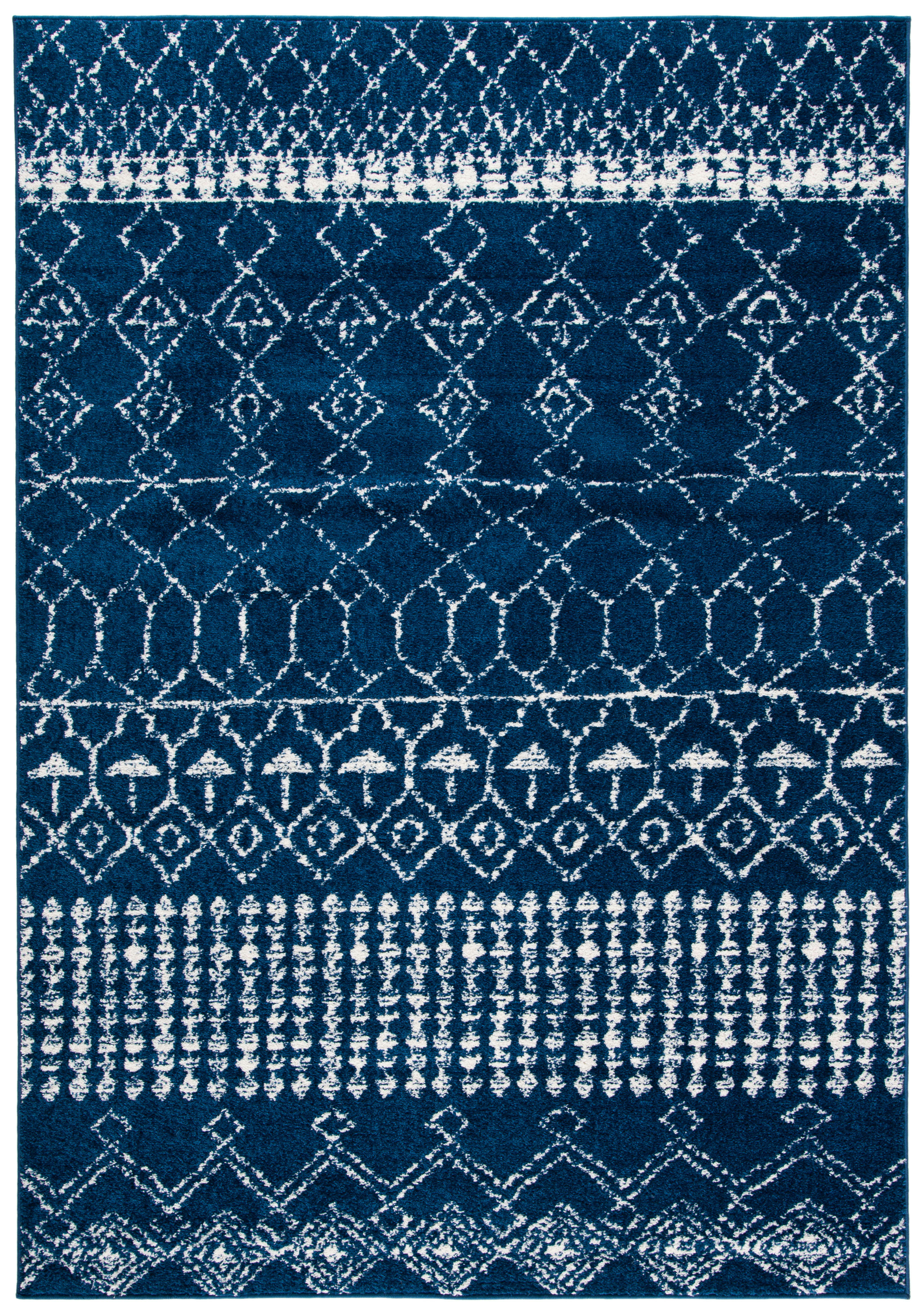 TULUM - Tapis de salon interieur en bleu marine & ivoire, 91 x 152 cm