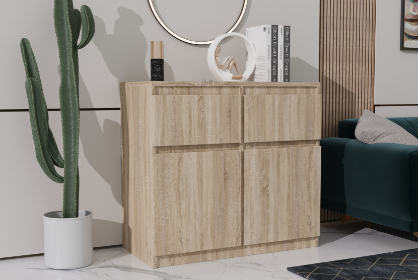 Komoda do salonu z szufladami 80 cm MONTEGO dąb sonoma