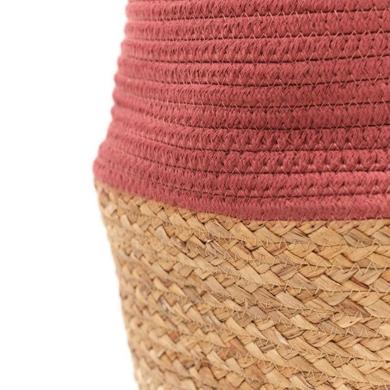 LA FACTORY - Panier long tressé en coton rouge brique 30x50