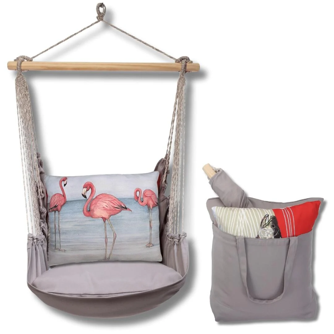 Magnolia Casual Swing Set 4 piece - Gray Solid w/ Flamingos