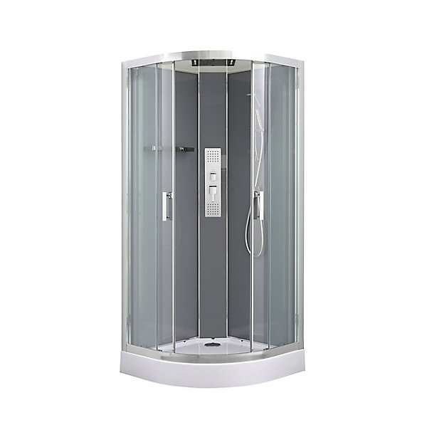 Cabine de douche hydromassante quart de cercle 90 x 90 cm, profilés chromés, GoodHome Beloya