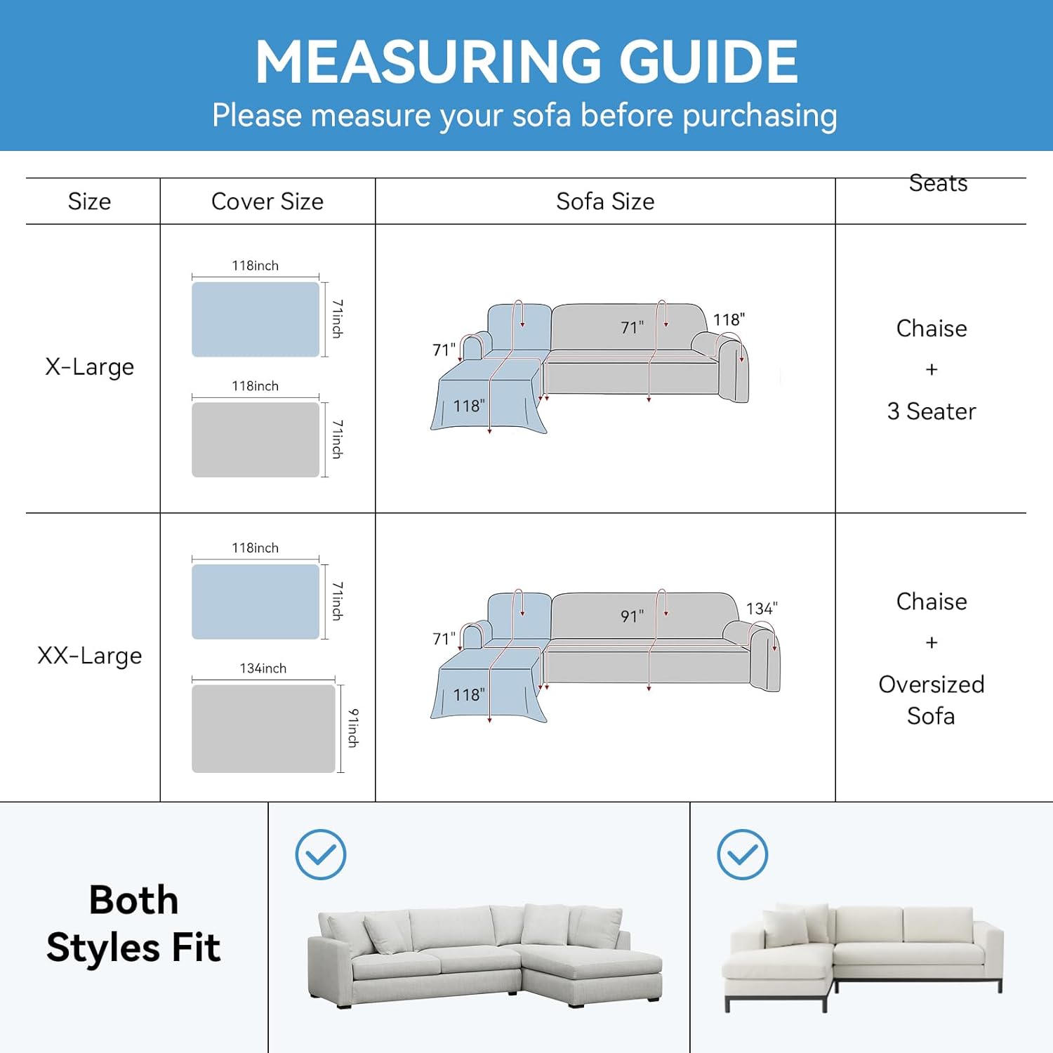 Deep Dream Sectional Couch Covers, 2 Pieces 100% Waterproof L Shaped Sofa Cover, Non Slip Couch Cover for Dogs Cats Washable, Pet Friendly Sofa Slipcovers Furniture Protector (XX-Large, Dark Grey)