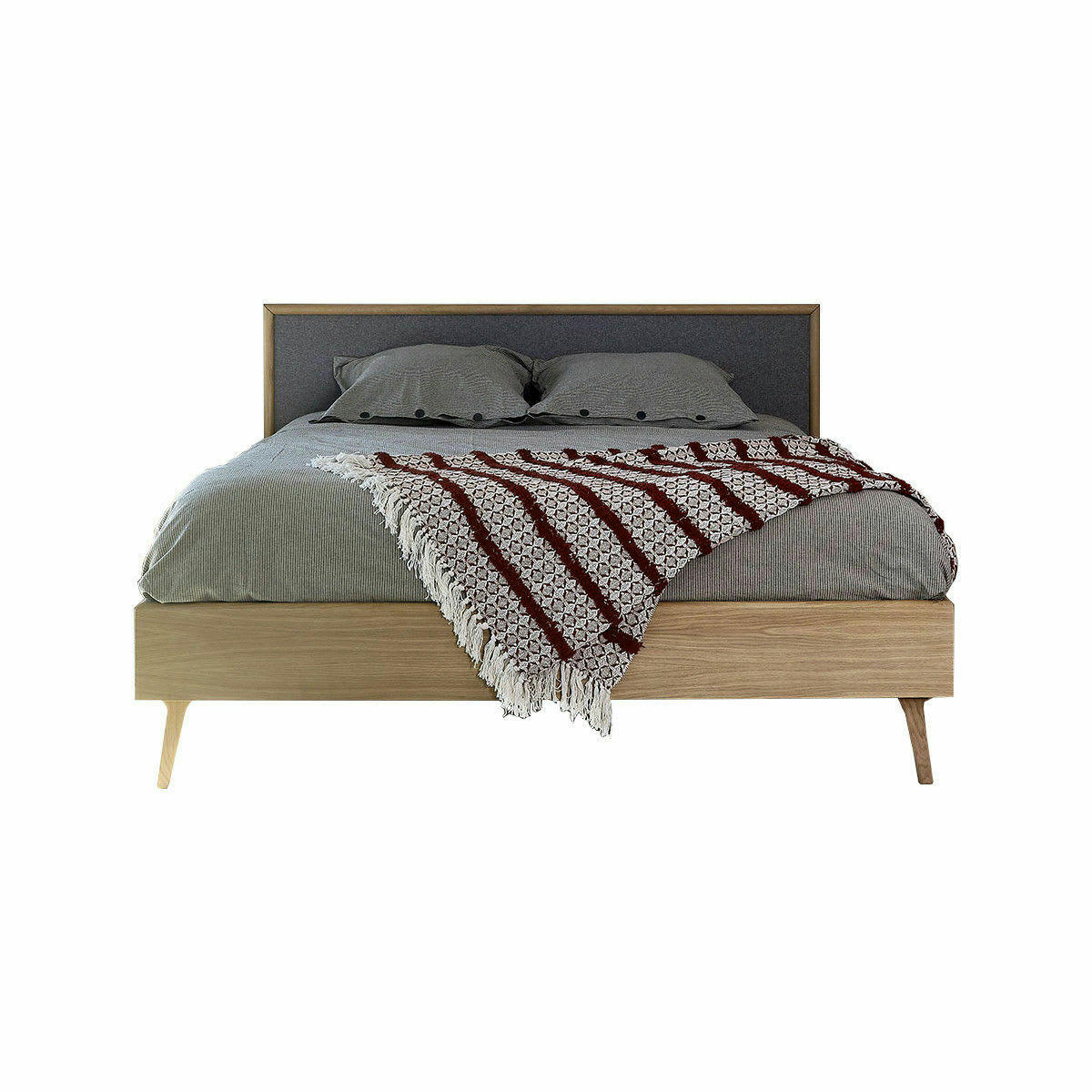 HOLDA - Pack lit avec matelas 160x200 cm bois massif gris et bois
