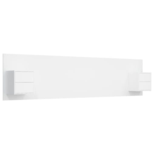 NNEVL Bed Headboard with Cabinets White Engineered Wood