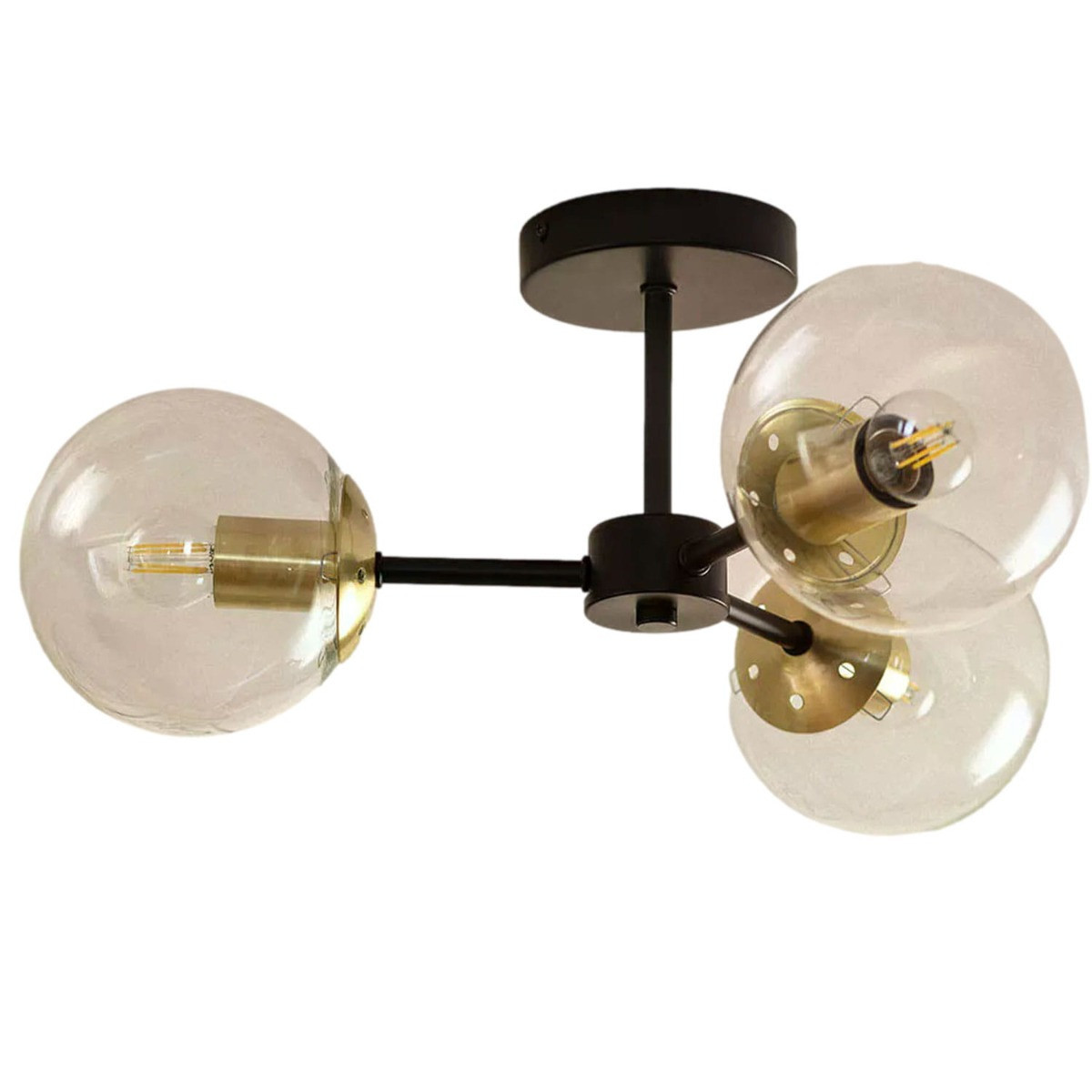 Lampa sufitowa czarno-złota-przezroczysta Tesoro 3xE27x40W Abruzzo
