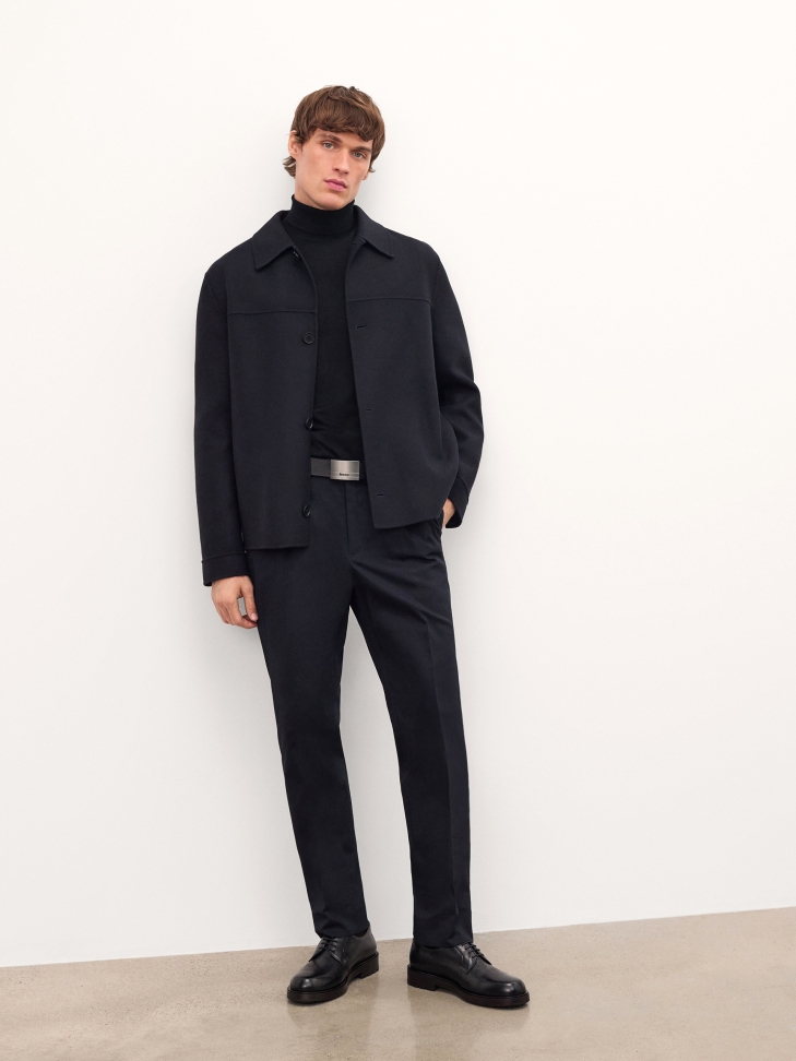 Double-sided belt with embossed striped pattern