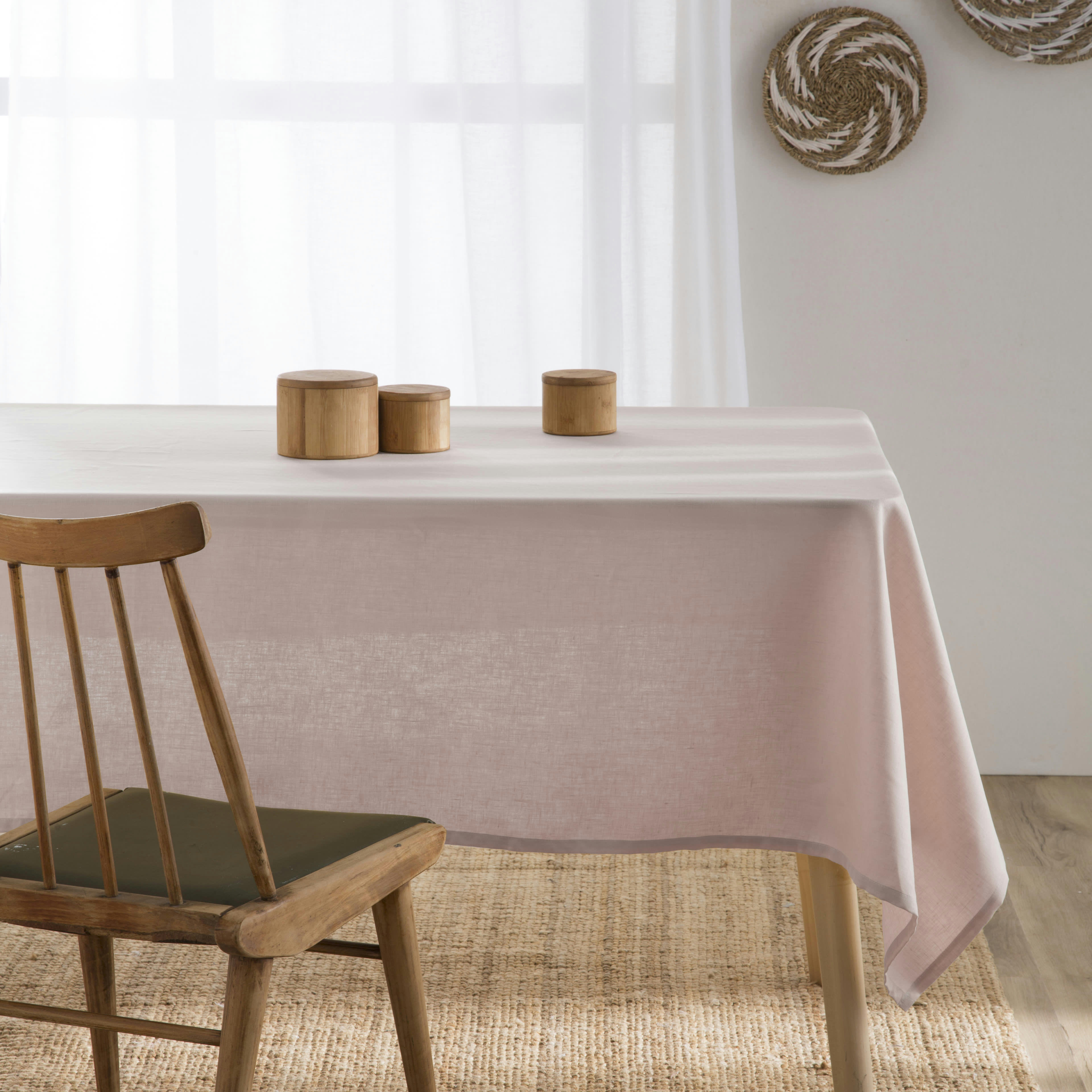LINEN NUDE - Nappe en 100% lin rose 150x150 cm