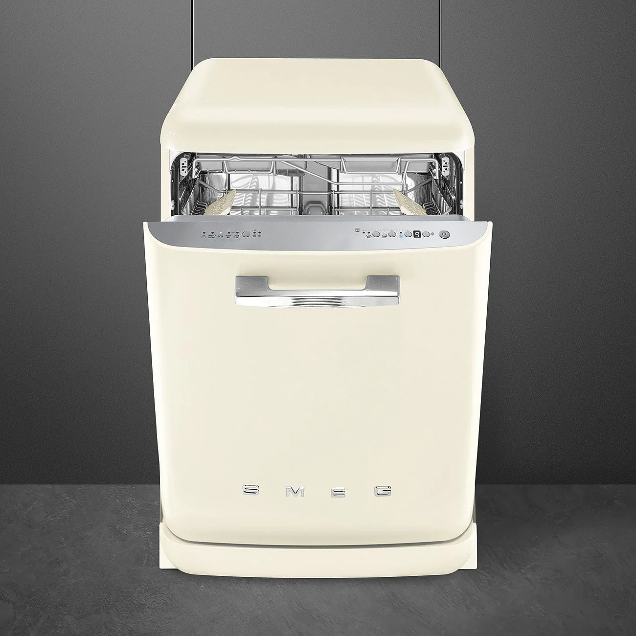 60cm Freestanding 50s Style Cream Dishwasher, B Rated
