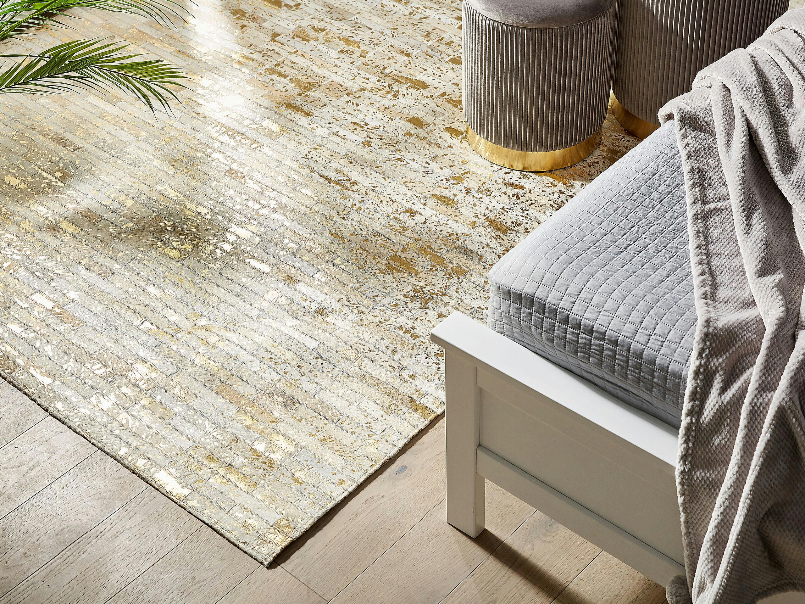 TOKUL - Tapis en cuir véritable beige 230x160cm