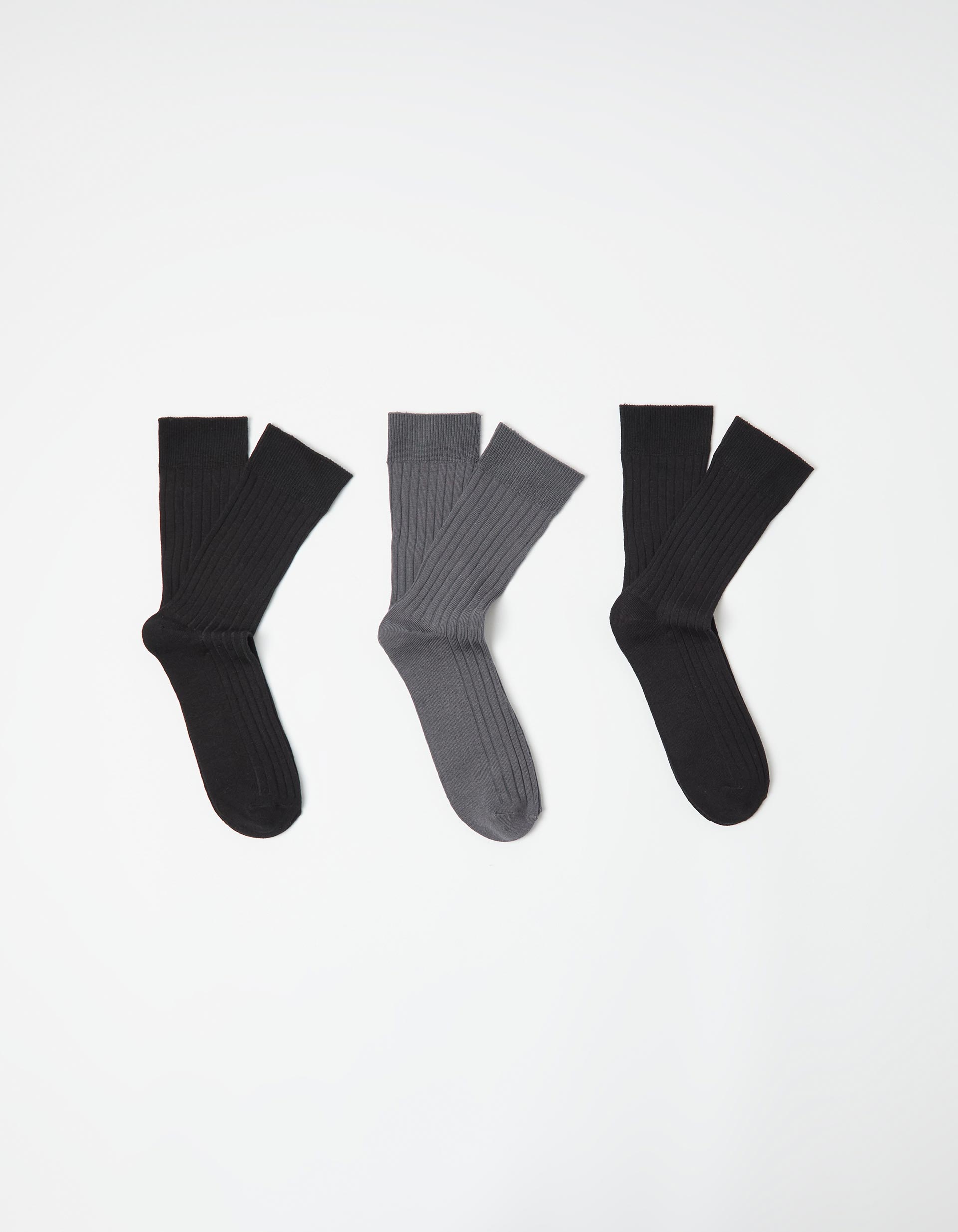 Pack 3 Pares de Meias Altas Caneladas, Homem, Multicor