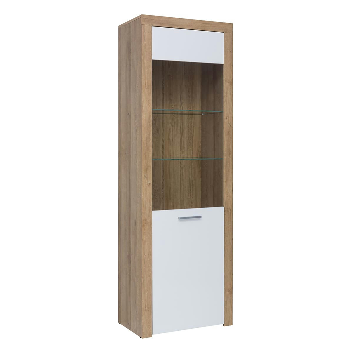 - Vitrine 1 porte blanche et naturelle