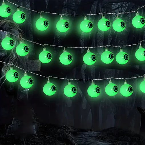NNETM Spooky Solar Spectacles: Green Eyeball Halloween Lights