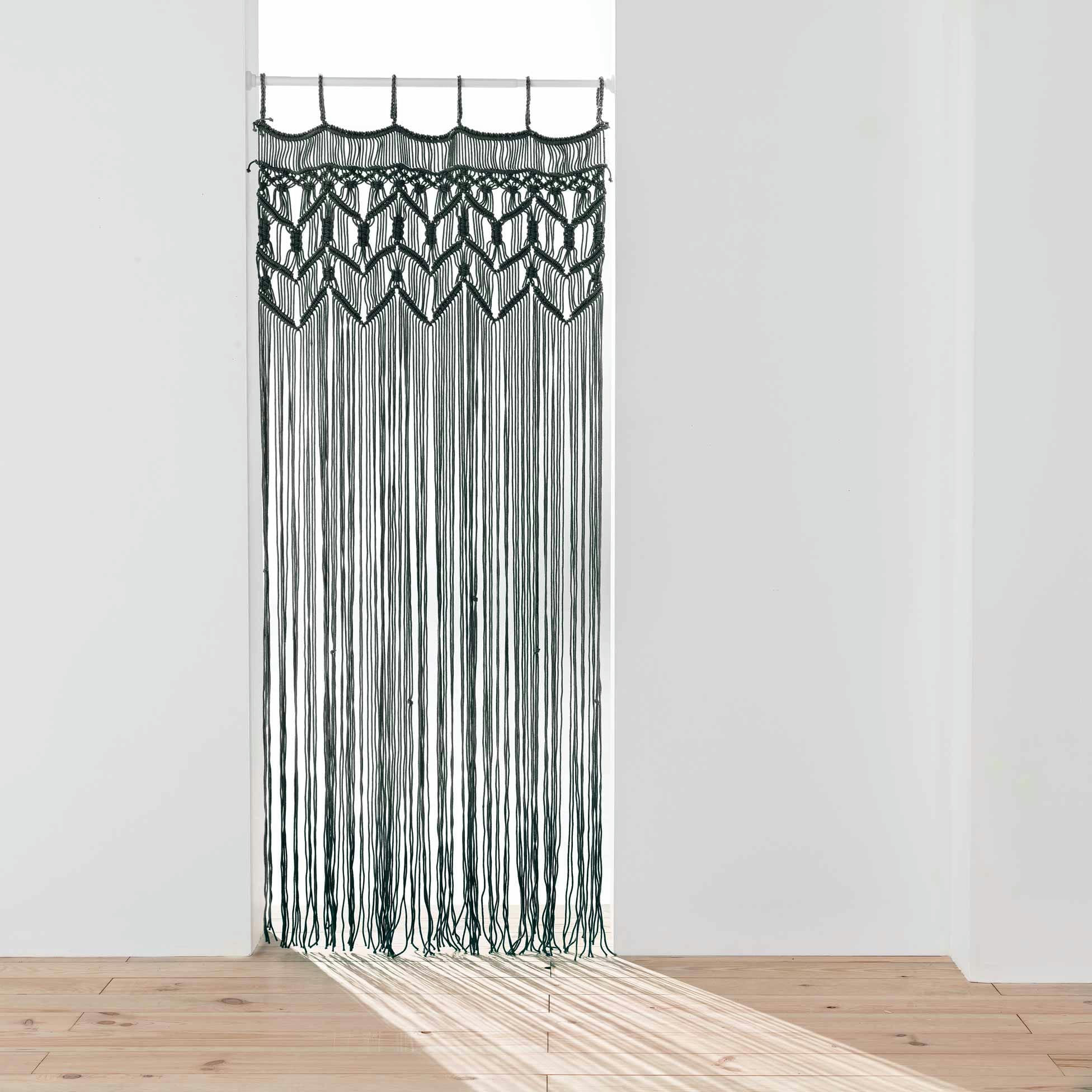 - Rideau à fils 90x200cm coton macramé noir