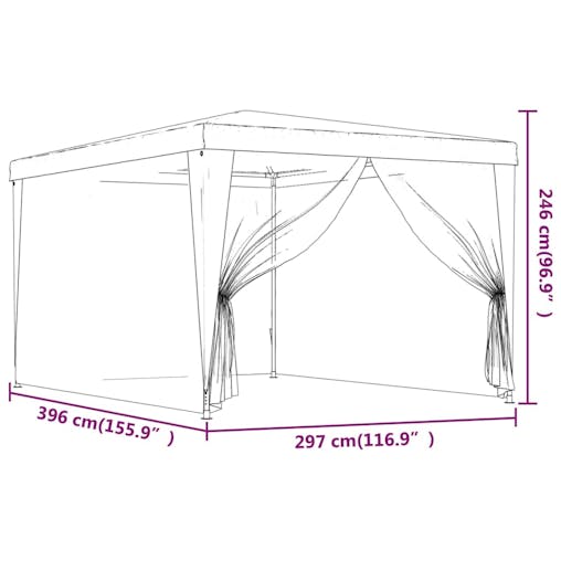 NNEVL Party Tent with 4 Mesh Sidewalls Anthracite 3x4 m HDPE