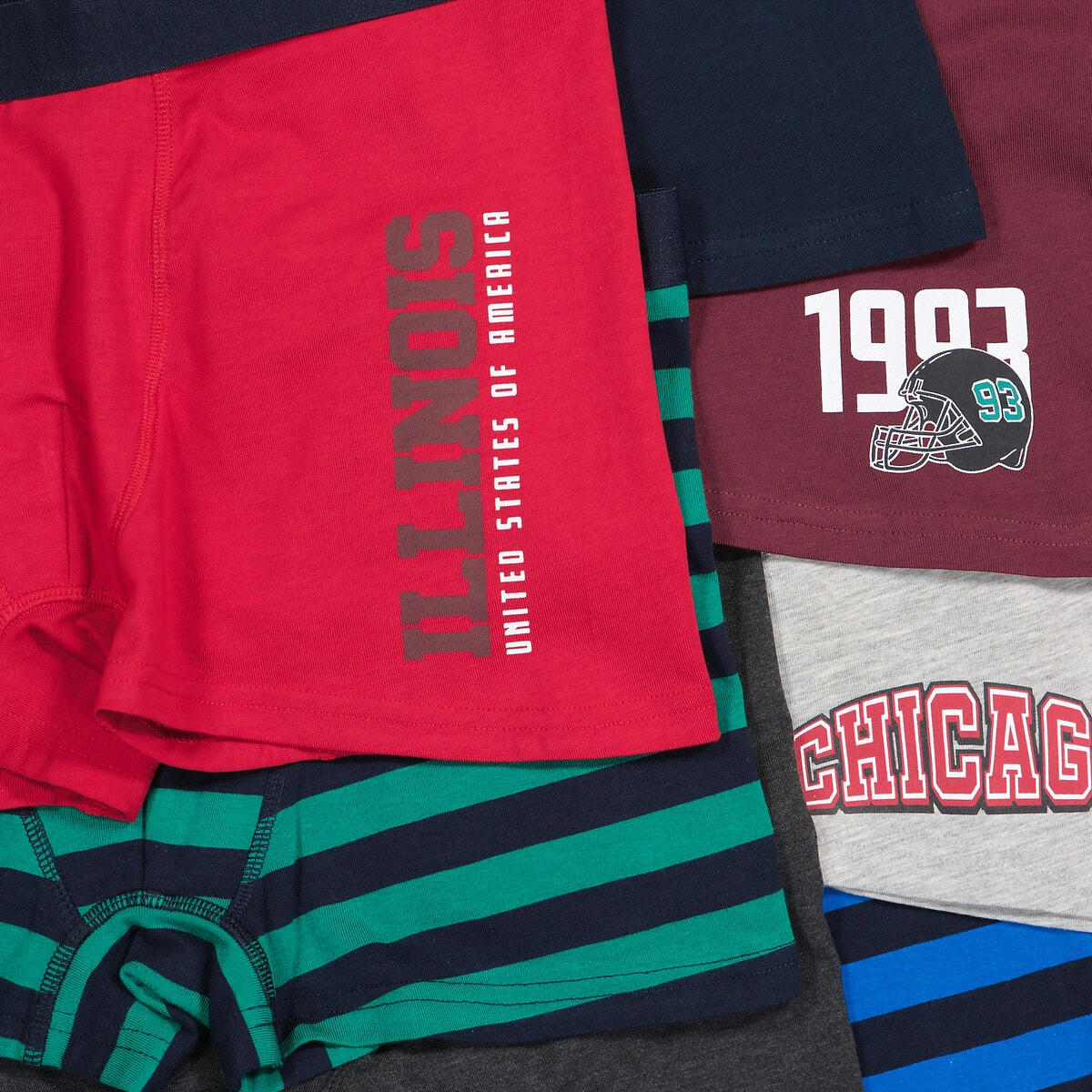 Lot de 7 boxers en coton imprimés motifs campus