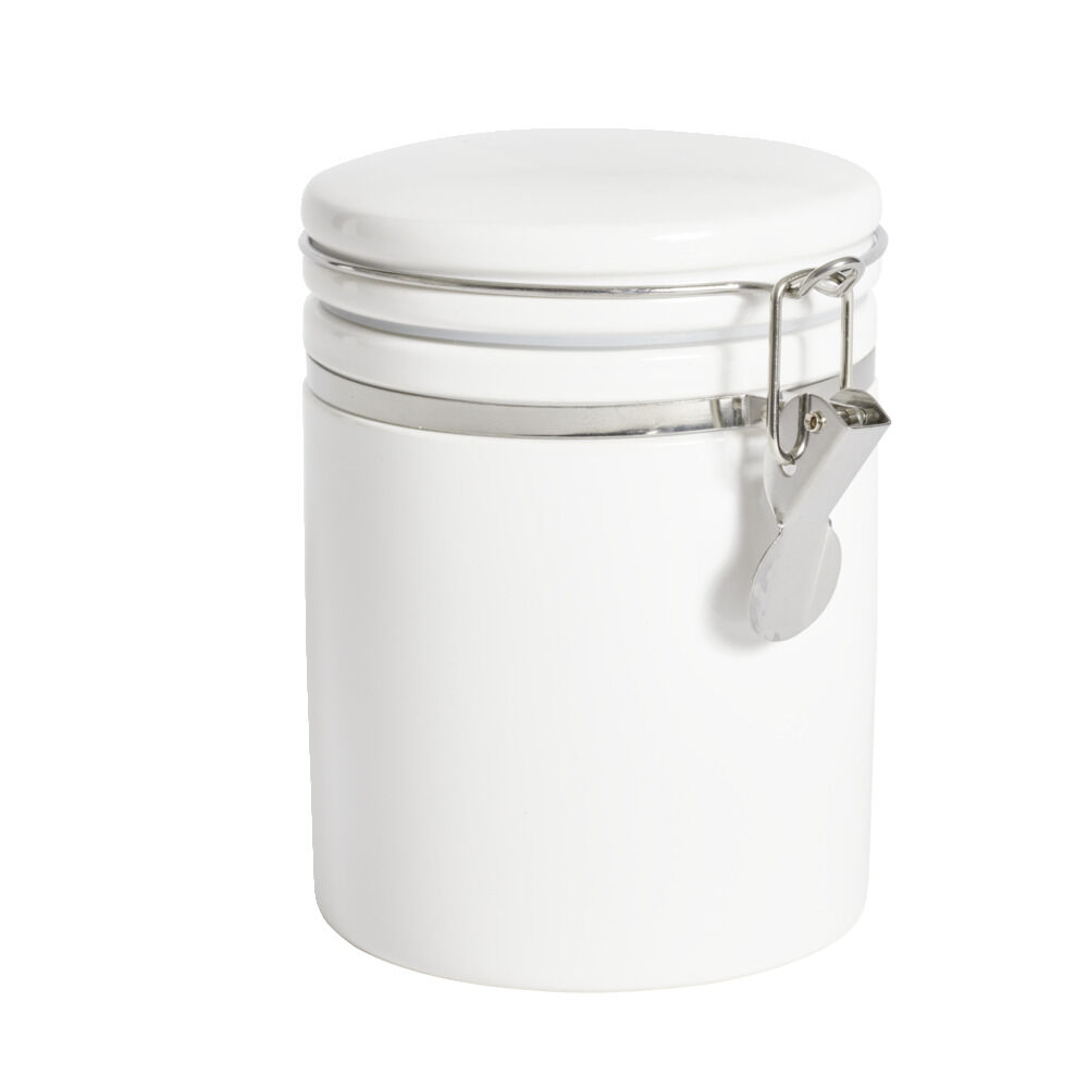 Pot en céramique blanc avec clip en métal Ø10xH13cm