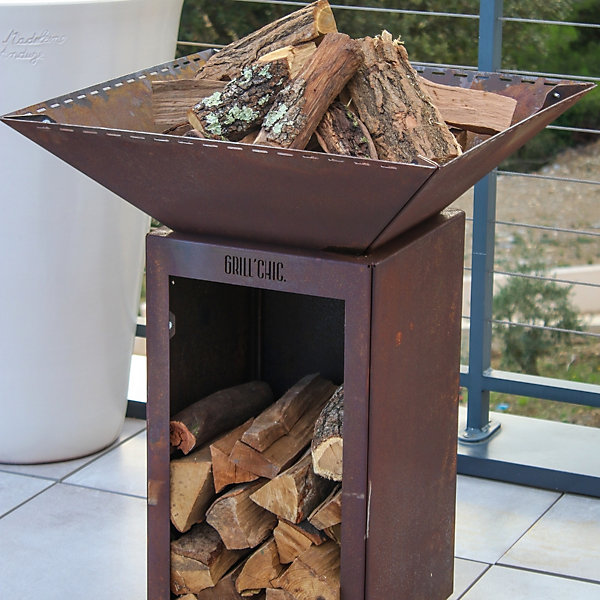 Bol A Feu Cevenol Corten Bois Carre 74 Simple Cuve