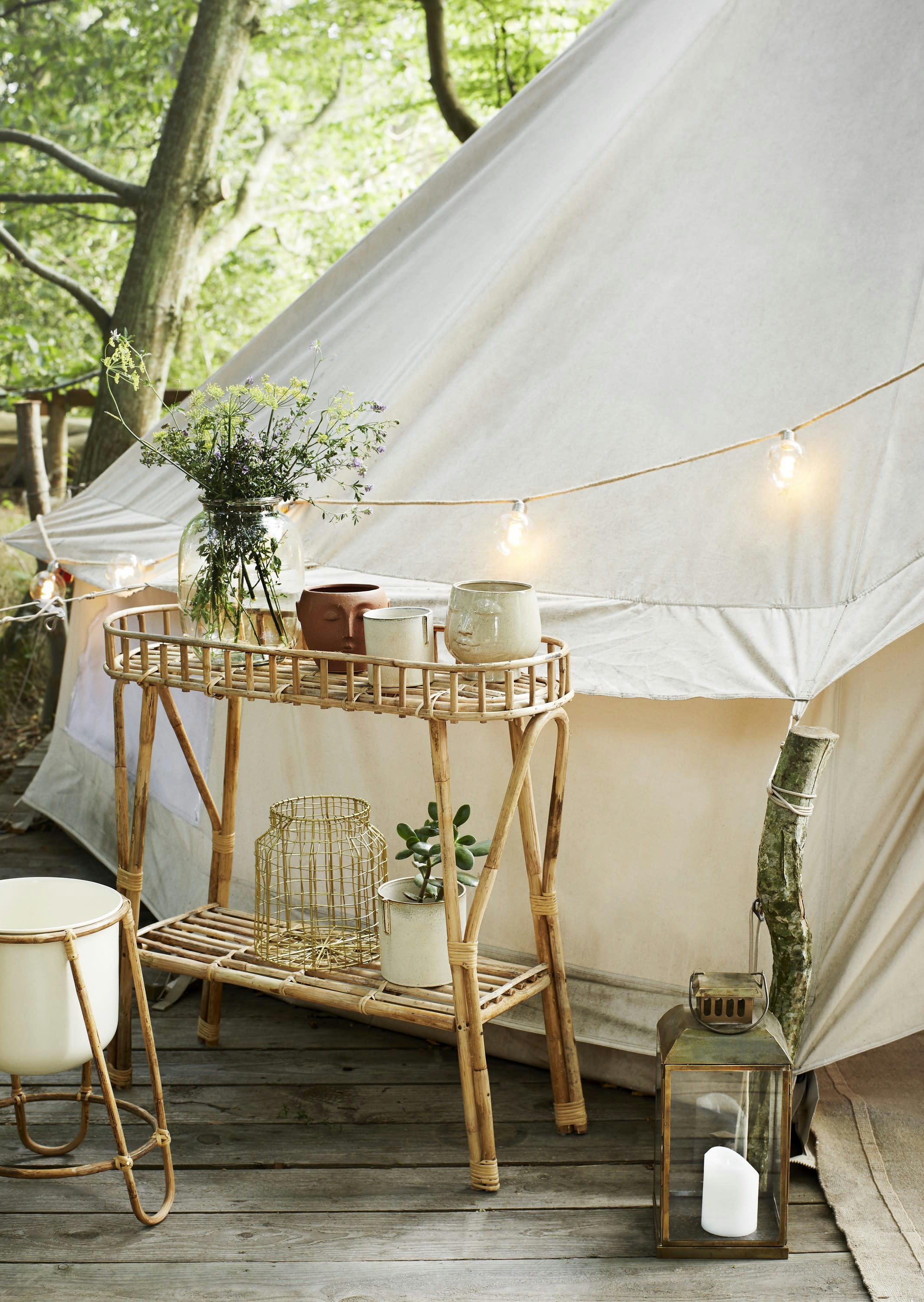 BOLLAO - Console en bambou beige