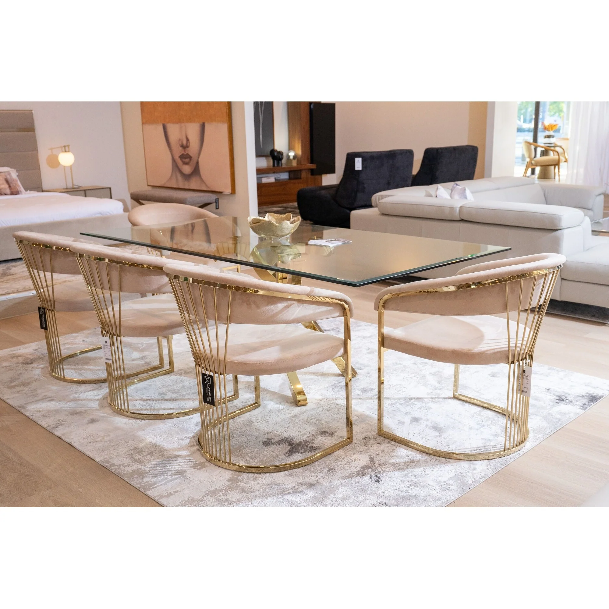Modrest Linda Modern Beige Velvet and Gold Dining Chair