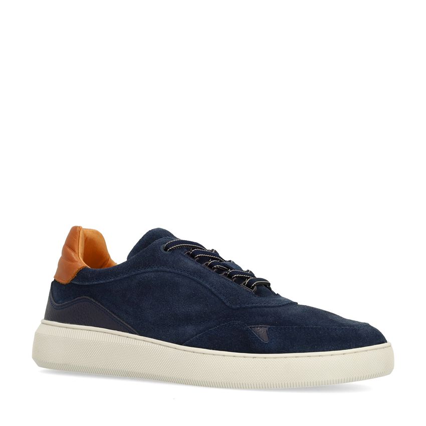 Manfield Donkerblauwe suède sneakers